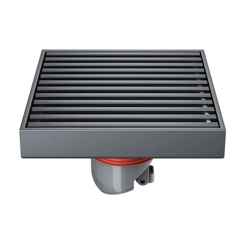 304 stainless steel courtyard floor drain with a 15x15cm gun grey ABS plastic core.