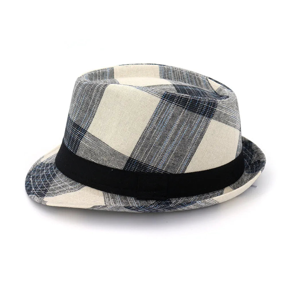 Polyester straw hat in black or blue with bell crown style for sun protection