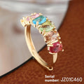 Women's adjustable copper ring with electroplated gold finish and retro styling