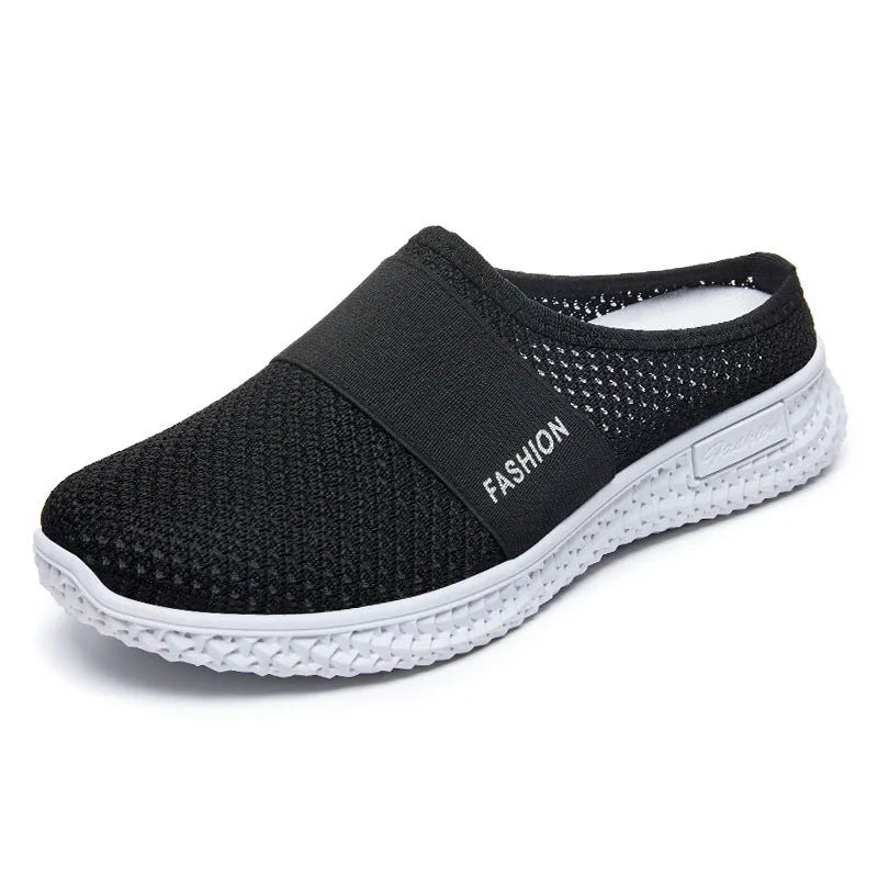 Women's mesh casual shoes with flat heel, hollow-out design, and round toe in multiple colour options
