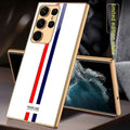 Samsung S22 Plus soft edge electroplated glass TPU phone case in gold finish