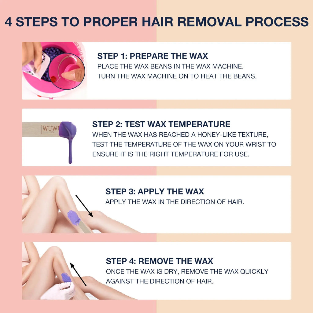 27-piece hair removal wax kit with wax warmer machine, 4 colour wax beads, and application sticks