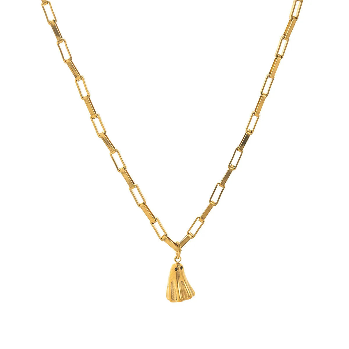 Ghost pendant necklace with stainless steel chain and titanium steel pendant in three chain style options