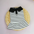 Pet wearing striped cotton t-shirt and matching skirt summer outfit