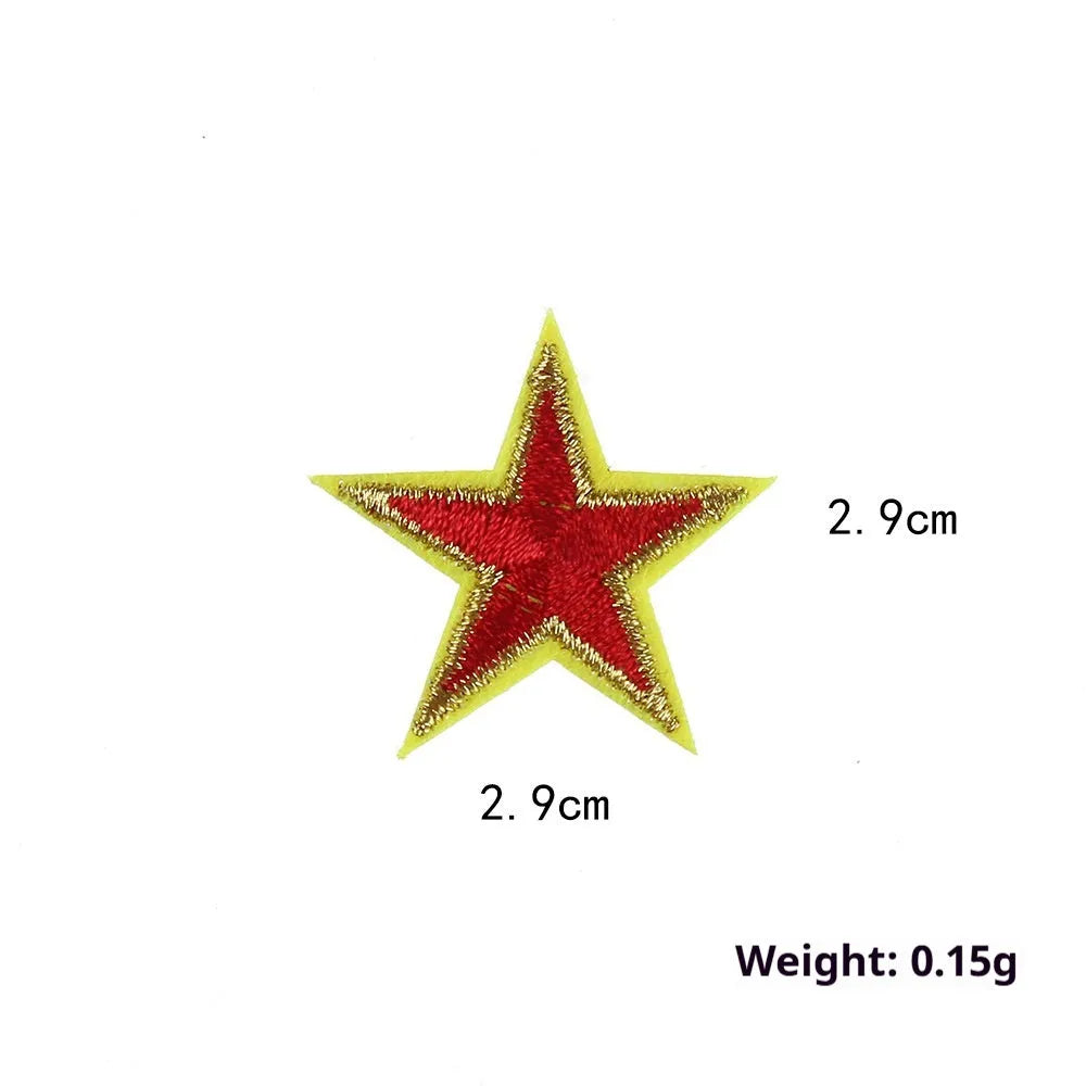 Colourful five-pointed star cloth embroidery stickers for DIY clothing decoration and craft projects