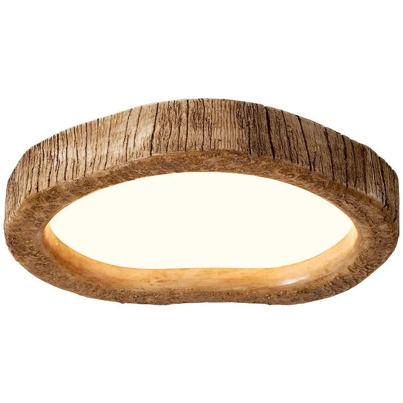 Wood grain finish round ceiling lamp with new Chinese style design for bedroom lighting