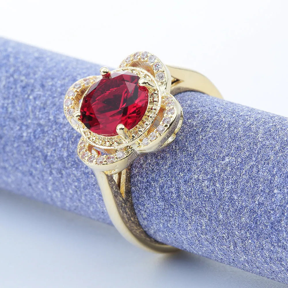 Copper ring with a fruit-shaped zircon stone inlaid, shown in colour 10-6-1395.