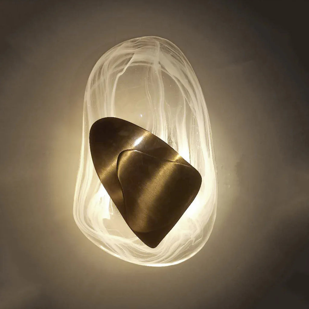Crystal wall lamp with copper finish and warm light for bedroom study