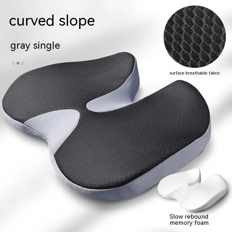 Curved bevel seat cushion with memory foam core for tailbone support in beige colour