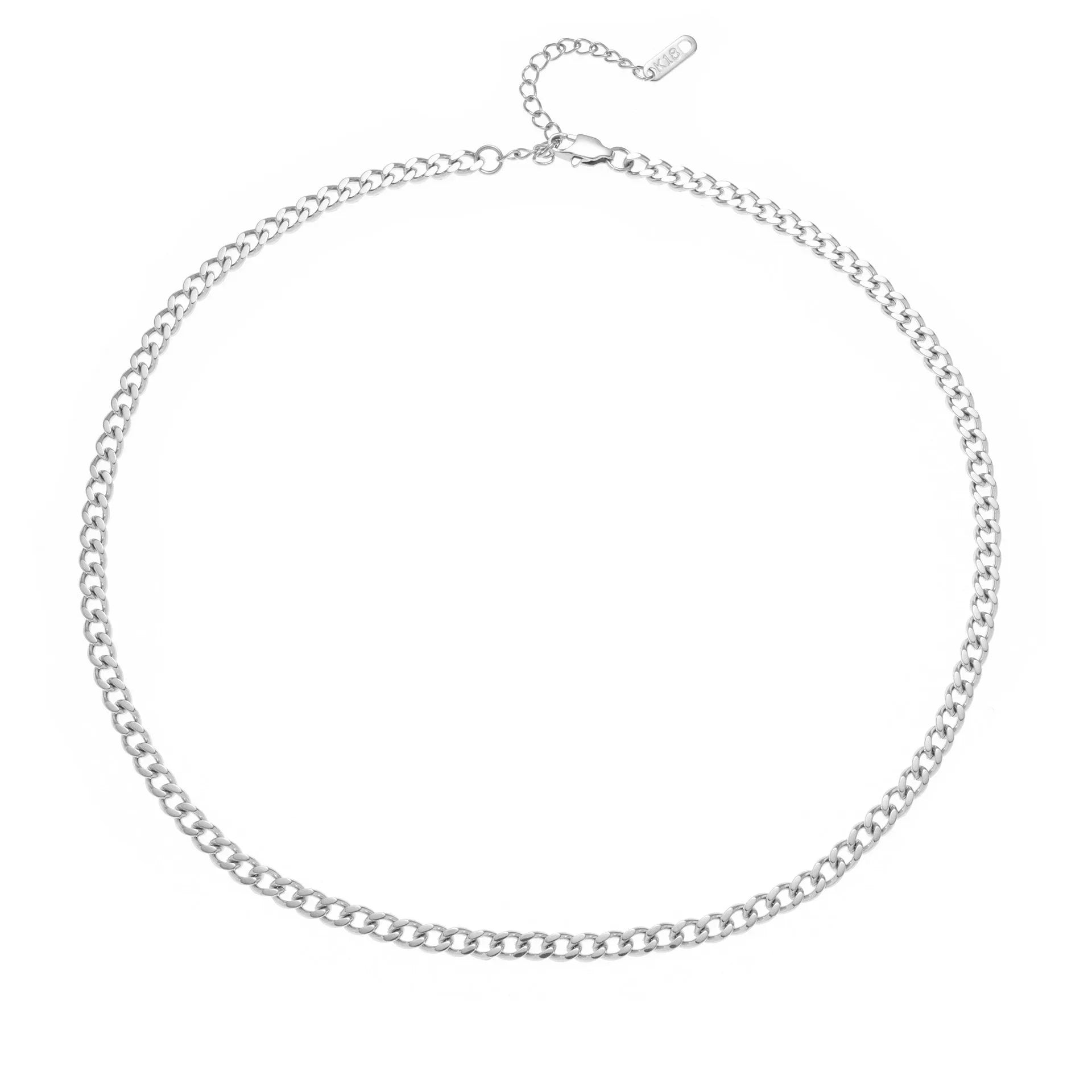 Titanium steel necklace with a single charm showing a number or letter on a 40.5cm gold or silver chain.