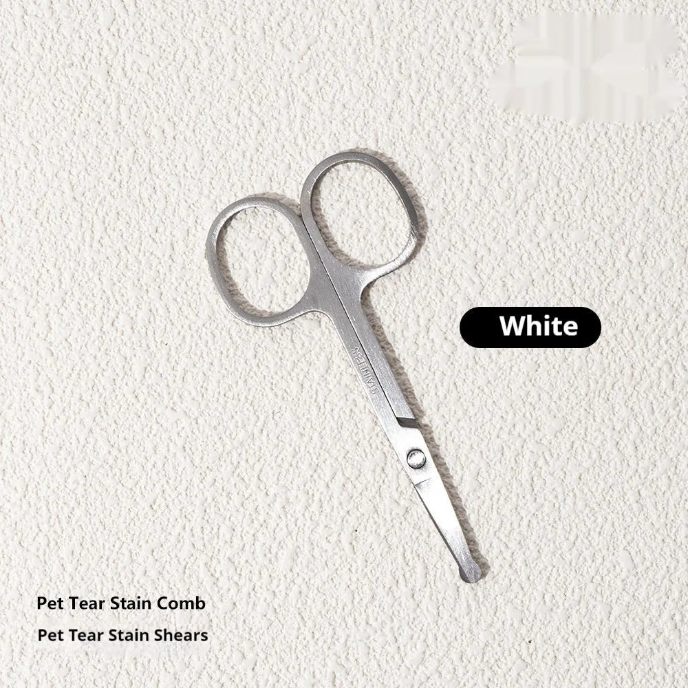 ABS pet grooming comb and scissors set for dogs, available in black, yellow, white, and green colours