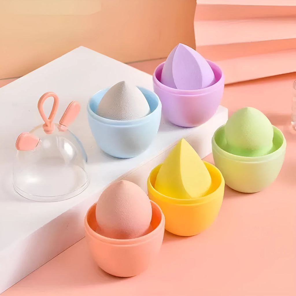 Non-latex dual-use water drop beveled makeup sponge in coral teardrop colour for foundation blending