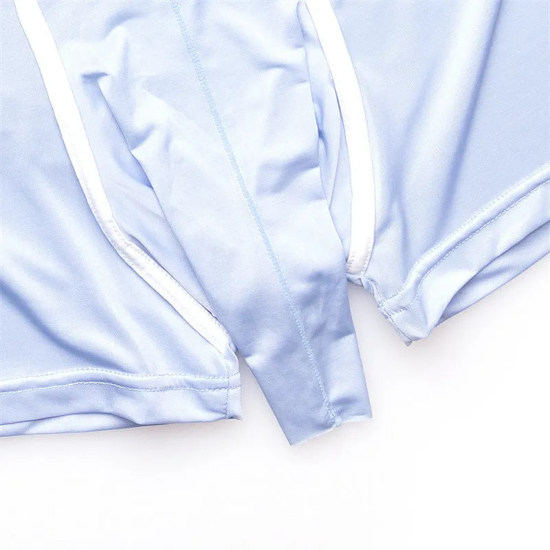 Men's ice silk boxer shorts in a solid colour on a mid-waist mannequin, showing the lightweight fabric and standard cut.