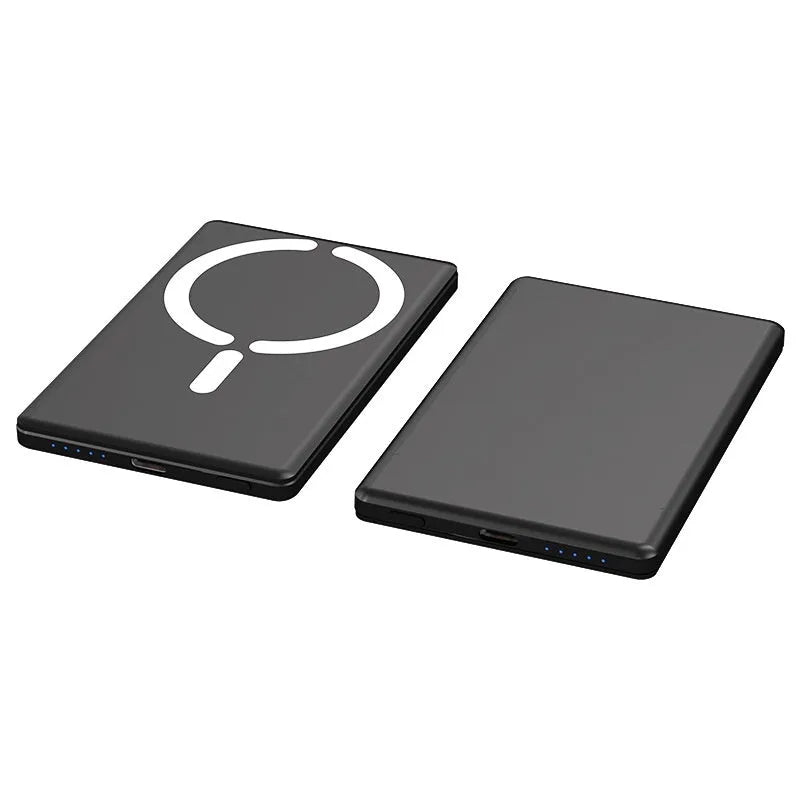 Ultra-thin magnetic power bank with alloy shell in dark gray silver black or violet
