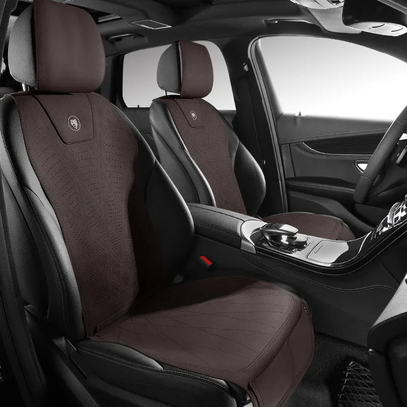 Tailored leather ultra thin car seat cover in Hermes orange colour with gradient hole pattern