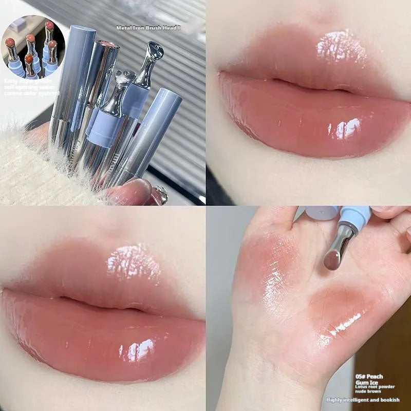 Mirror Water Light Fashion Lipstick in six ice-shade colours including Almond Ice and Raspberry Ice.