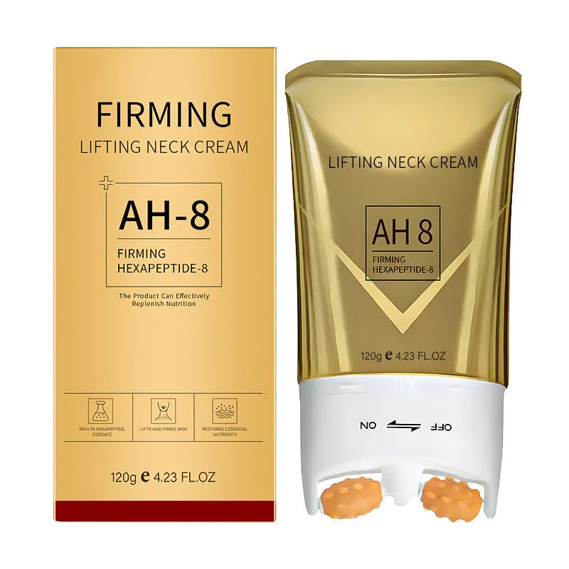 Roller neck cream in 120g tube with integrated massage applicator for wrinkle treatment