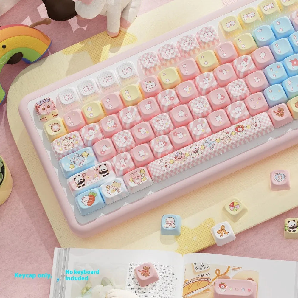Doll themed mechanical keyboard keycap set with 112 keys showing colourful character artwork