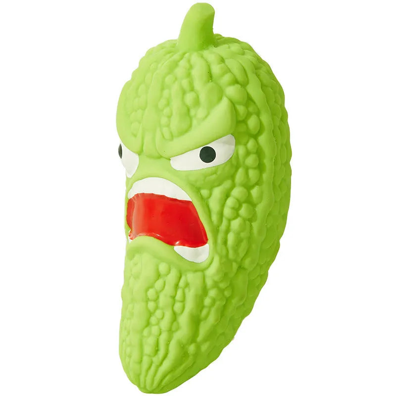 Bitter melon or chilli shaped dog toy with pet sound feature for teeth grinding and biting resistance