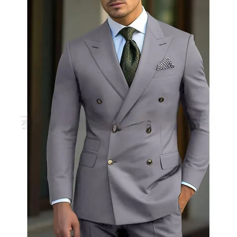 Men's two-piece business suit set in regular cut with jacket and trousers