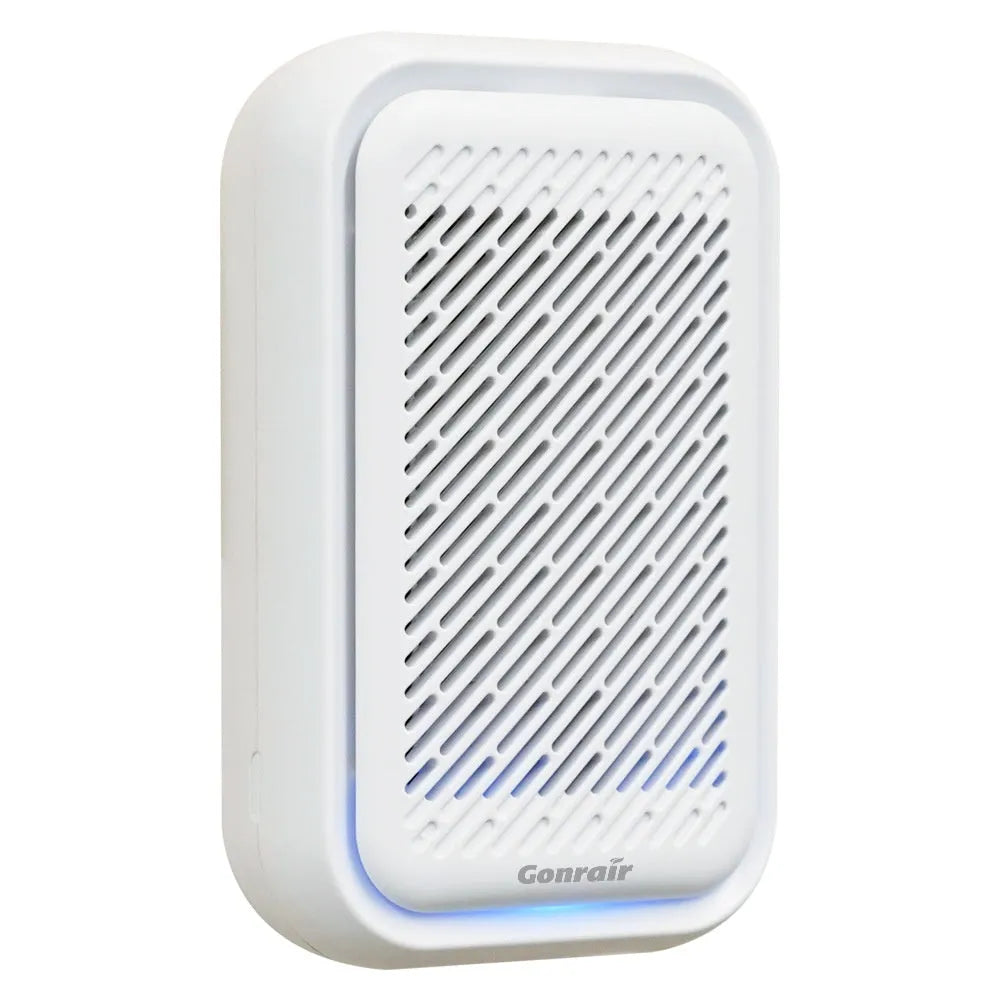 White wall-mounted air purifier with direct plug-in cord for small rooms under 10 square metres