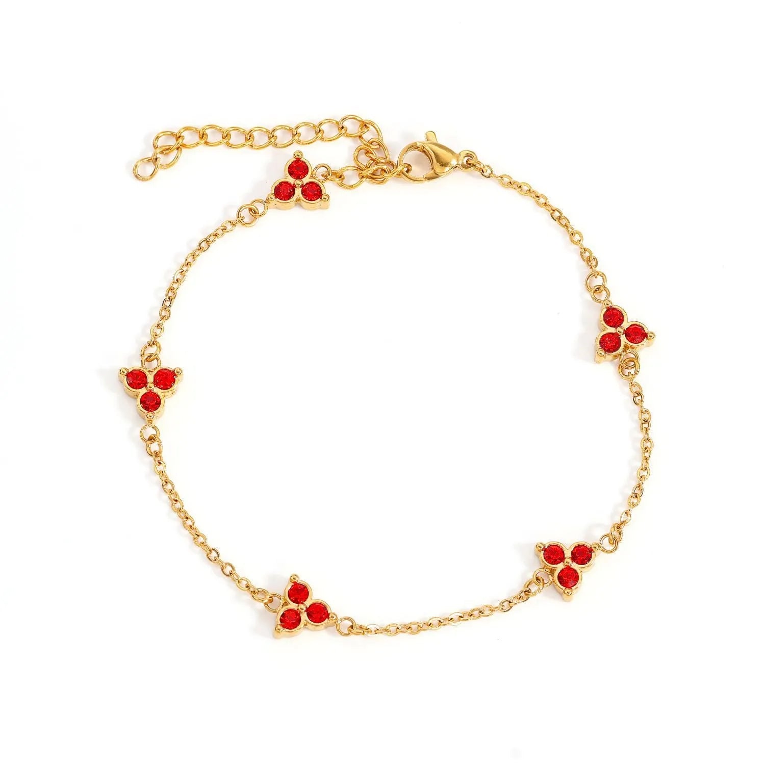 Women's stainless steel bracelet with a geometric triangle pendant, shown in gold and steel tone options with coloured stones.