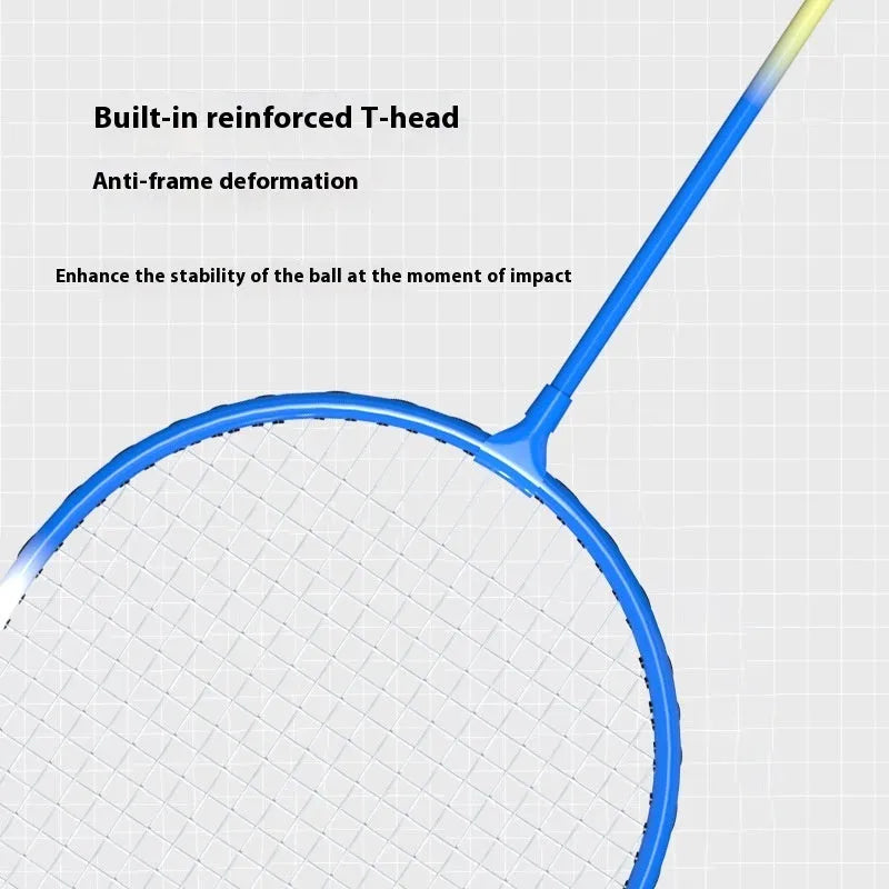 Blue and red ultra-light alloy badminton rackets pair with split design