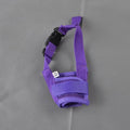Adjustable plastic dog muzzle in multiple colours and sizes for safety and training.