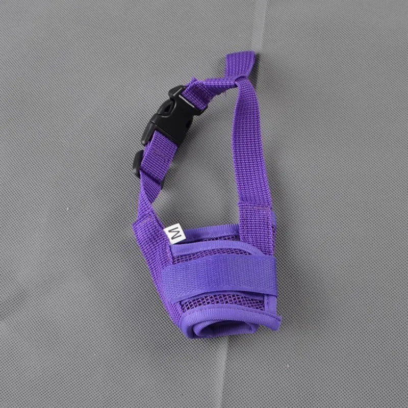 Adjustable plastic dog muzzle in multiple colours and sizes for safety and training.