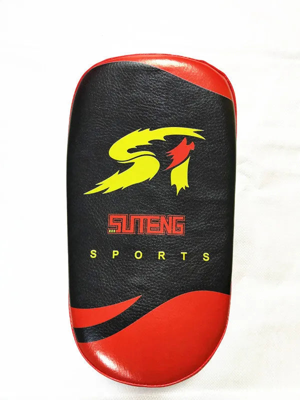 Black and red PU leather hand-held square martial arts foot target with strap