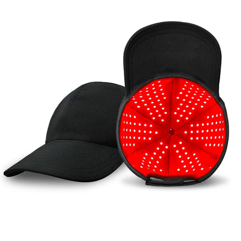 Black duckbill infrared hair growth cap with LED lights for red light therapy