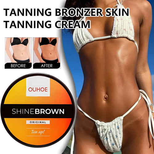 Aloe vera gel and tanning cream bottles for after-sun repair and natural tanning.