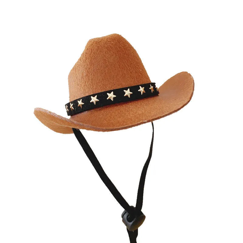 British cat cowboy hat in non-woven fabric with pointed ears, shown in black with ribbon trim