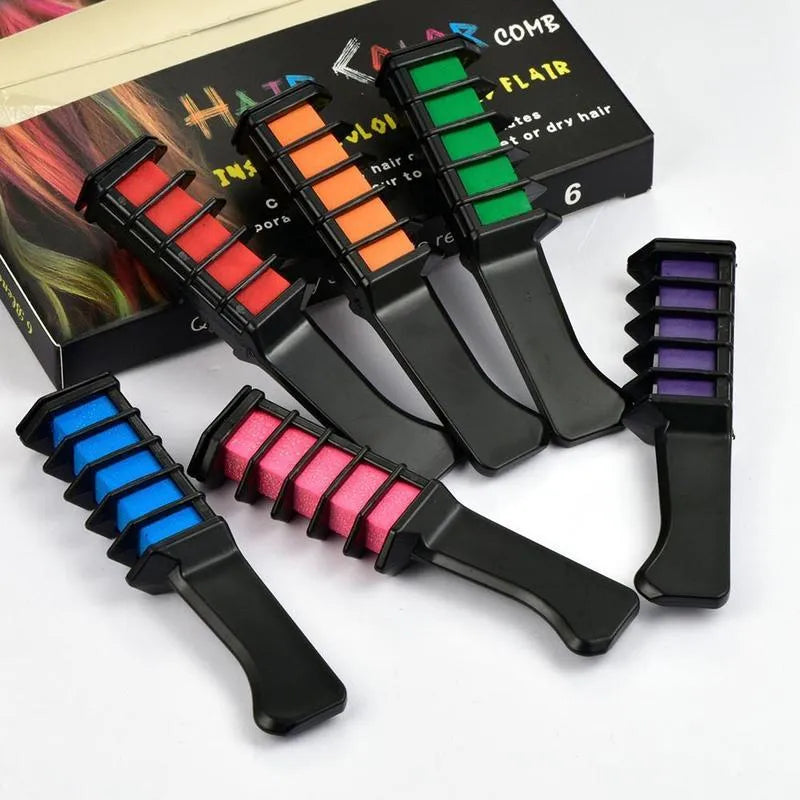 Temporary mini disposable crayons hair colour dyeing mascara chalk box with brush, 11 bright colours