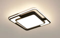 White square iron LED ceiling lamp measuring 42x42cm with integrated three-colour light source