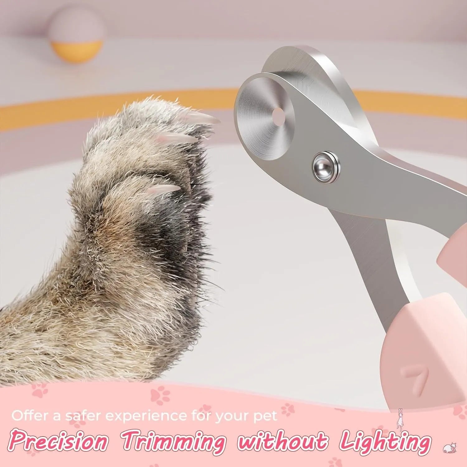 Cat nail clipper with positioning hole and stainless steel blade in blue or pink