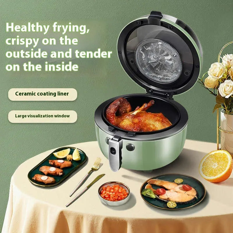 8 litre mechanical button air fryer oven with visible cooking window and nano-ceramic coating