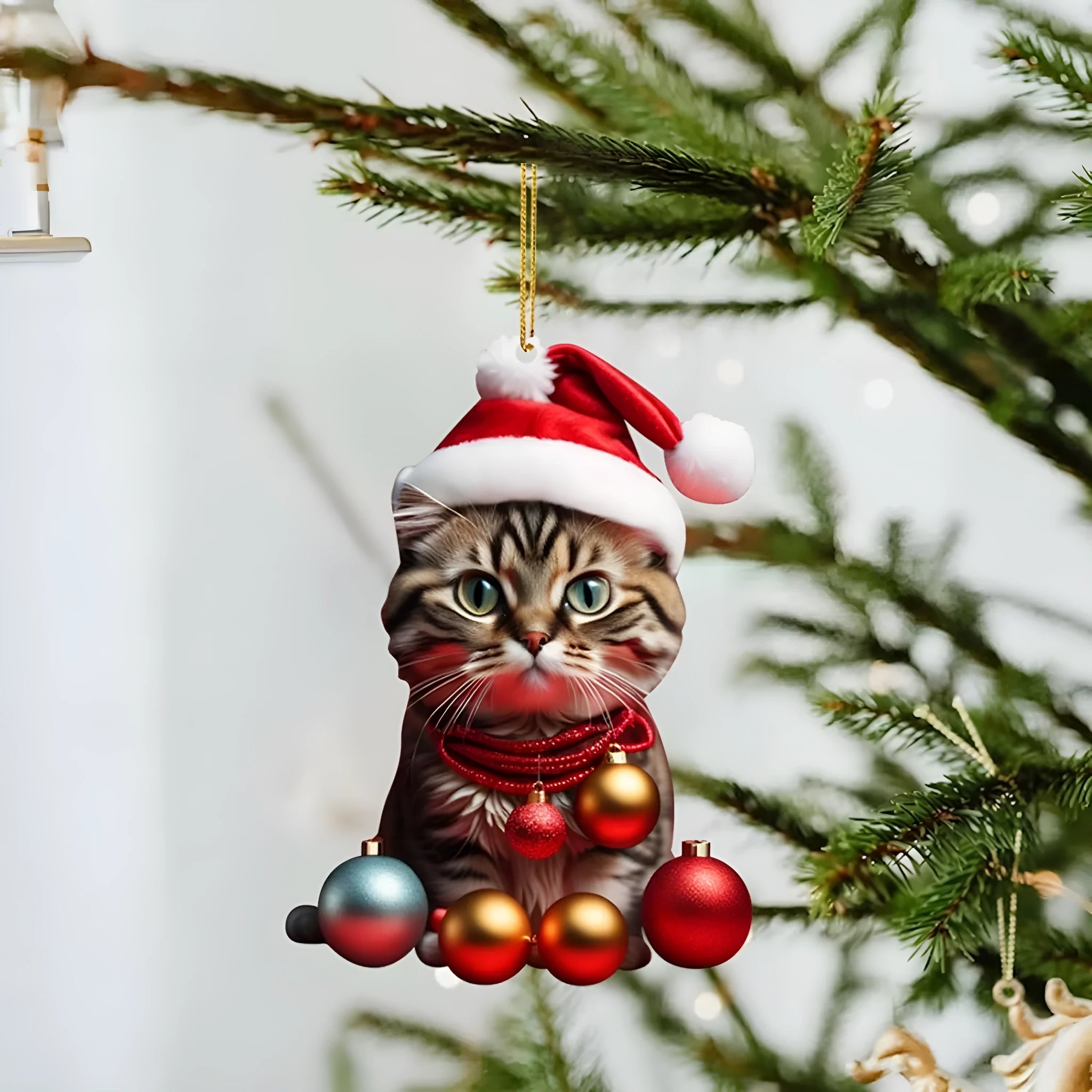 Creative kitty cartoon Christmas car hanging ornament in acrylic material