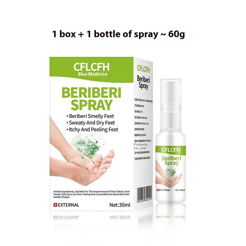 English Foot Odor Spray 30ml bottle for foot care with masks, creams, and scrubs