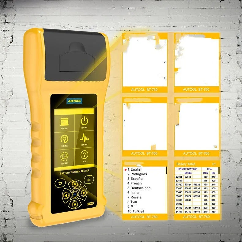 Autool BT760 colour screen vehicle battery tester with thermal printer and test clips