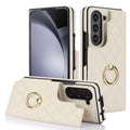 Samsung ZFold ring double buckle PU case black back cover with folding shell design