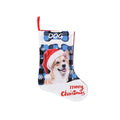 Printed puppy and cat Christmas table decoration cloth in tartan plaid patterns measuring 26x36cm