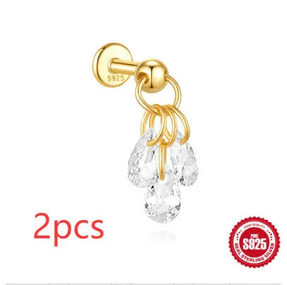 S925 sterling silver moon and star earrings with embedded diamond detailing in gold colour