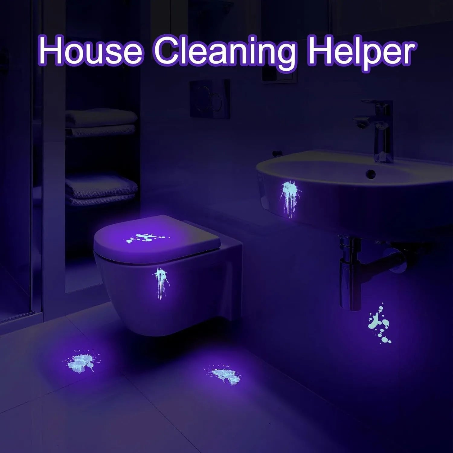 Black aluminium UV flashlight torch for detecting pet urine stains and insects on a dark surface.