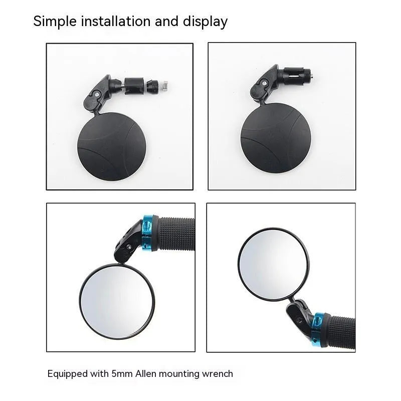 Black convex rearview mirror for mountain highway vehicles with 7cm diameter reflector