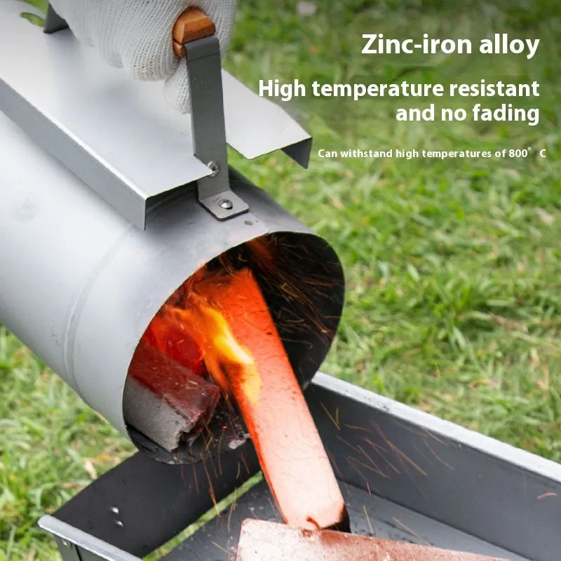 Zinc-iron alloy outdoor charcoal fire starter bucket for barbecues