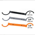 Crescent magnetic suction wrench set showing orange, grey, and black tools with catheter locking mechanism