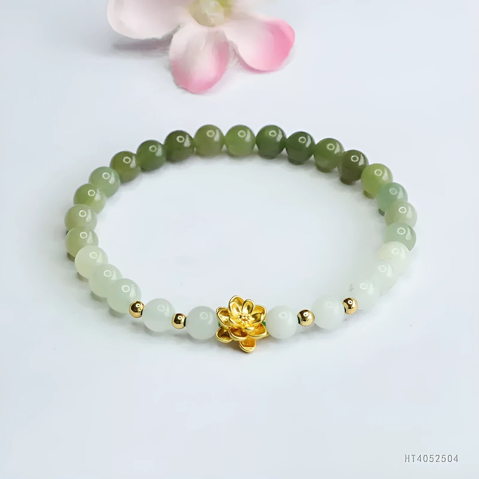 Ancient style water gradient bracelet with 6mm round beads on 17cm hand-woven band
