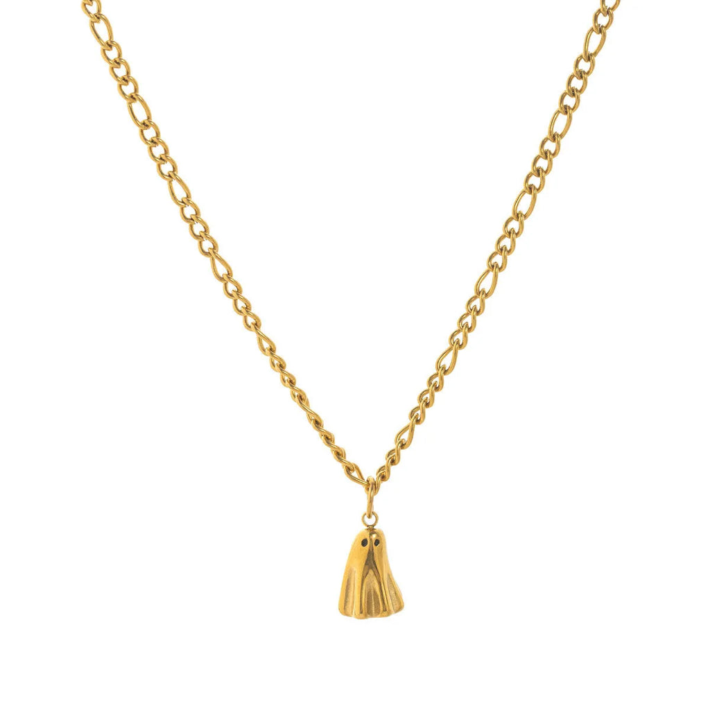 Ghost pendant necklace with stainless steel chain and titanium steel pendant in three chain style options