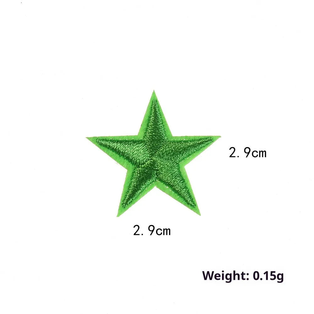 Colourful five-pointed star cloth embroidery stickers for DIY clothing decoration and craft projects